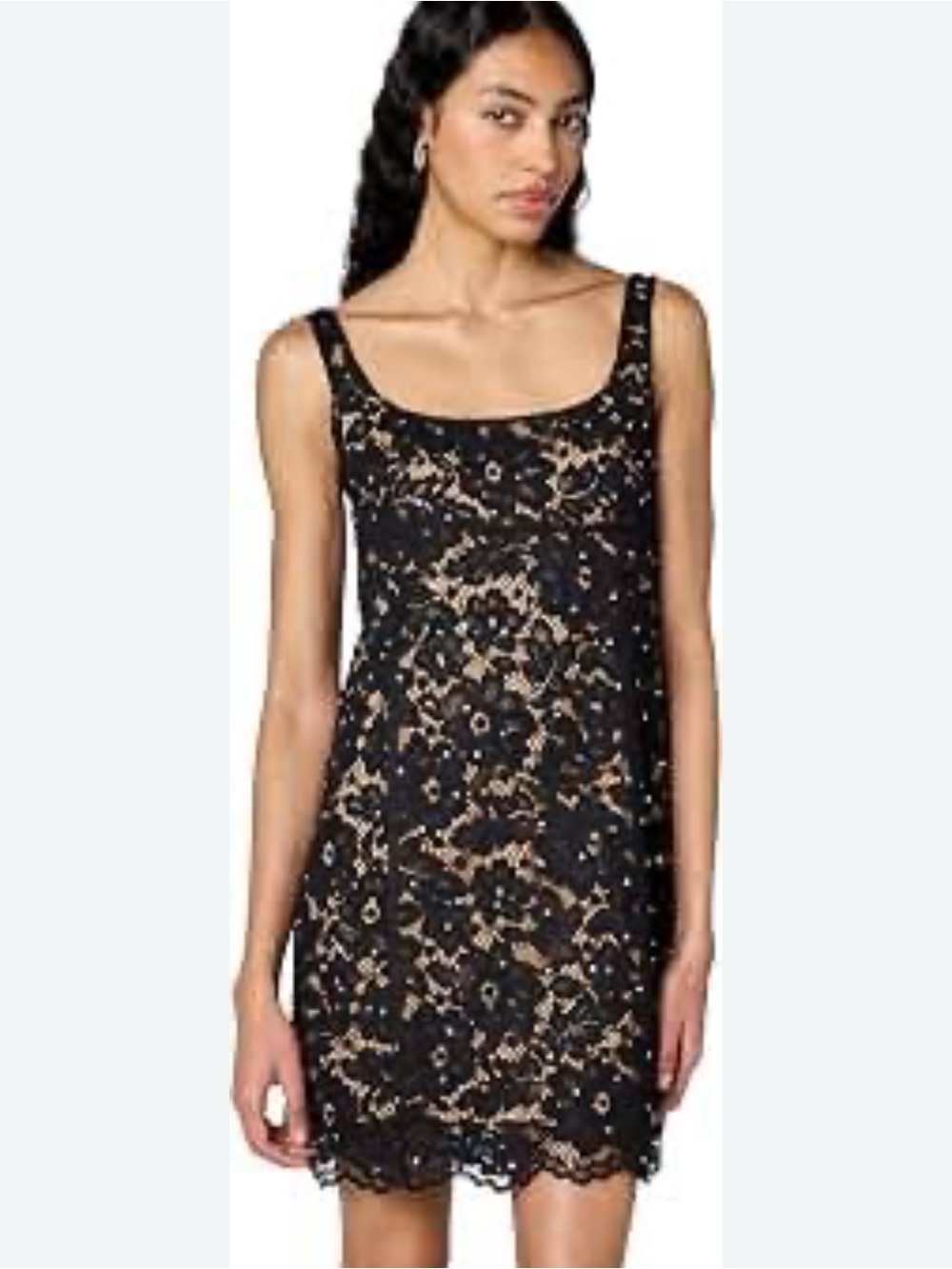 Michael Kors Black Lace Slip with Nude Underlay 8